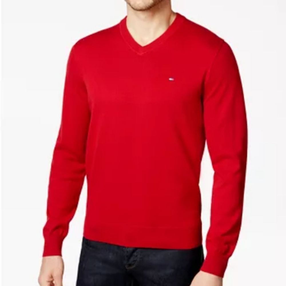 Tommy Hilfiger Red Vneck Sweater